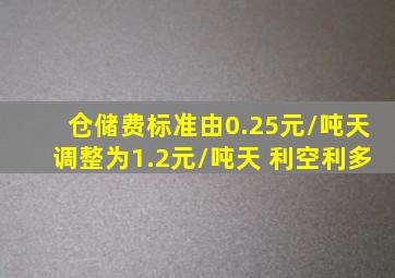 仓储费标准由0.25元/吨天调整为1.2元/吨天 利空利多